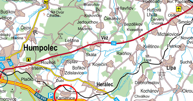 mapa Kamenice